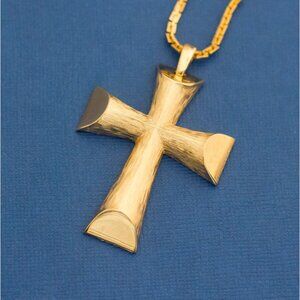 32", Gold Cross Cross Religious Necklace, Christian Necklace by Avon - D5